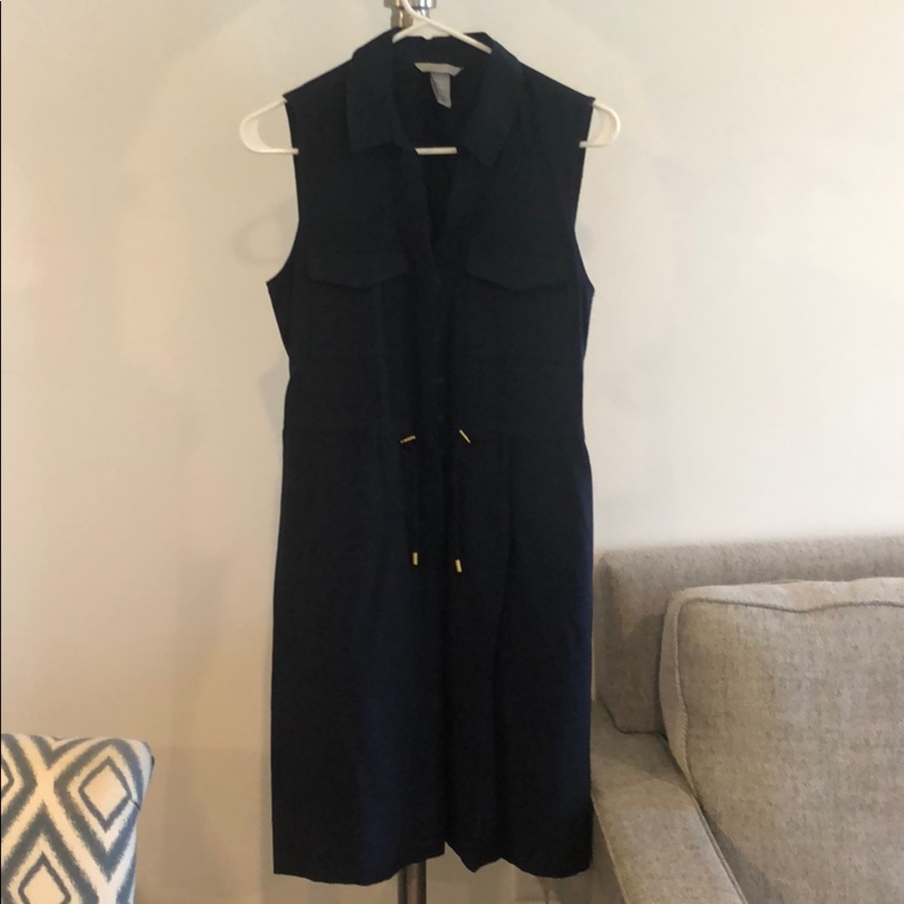 H&M navy blue collared dress